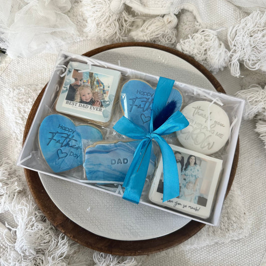 Personalised Fathers day biscuit box, photo biscuits , happy fathers day biscuits | pre order for Fathers day now (email photos to bakedbyallina@gmail.com with name & order number)