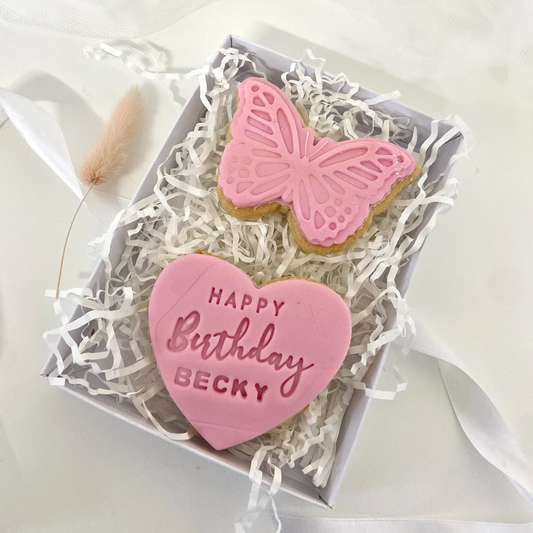 Heart & Butterfly Happy Birthday Biscuit Set