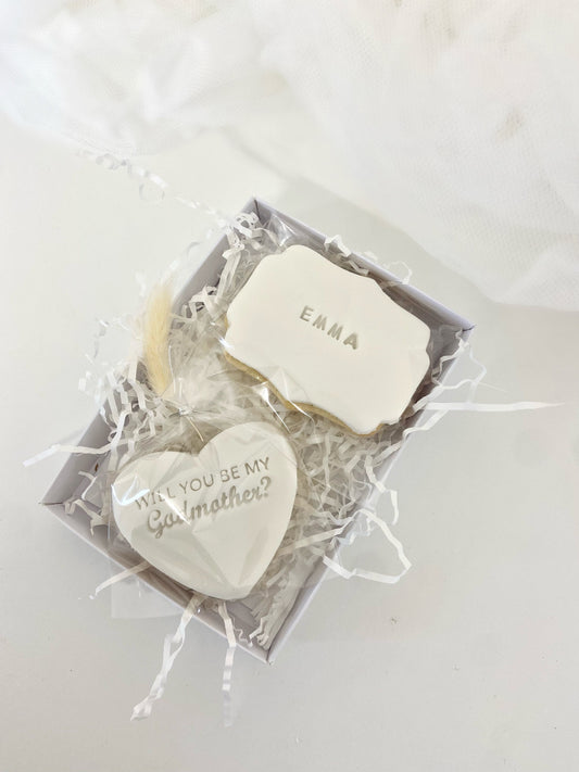 Godmother| Proposal|Handmade|Personalised||Iced Biscuits|Cookies|Letterbox| Postal|Gift|will you be my godmother?